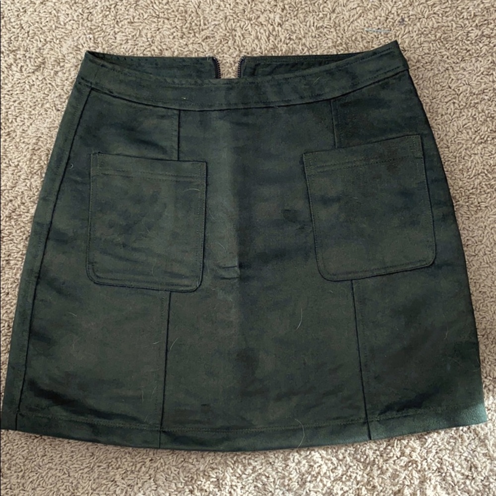 Green suede skirt